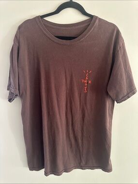 Cactus Jack by Travis Scott Brown Tee with Orange Chest Graphic